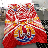 Tahiti Rugby Bedding Set Polynesian Coat Of Arms and Flag - Polynesian Pride