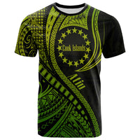 Custom Atiu Cook Islands T Shirt Green Polynesian Wave Style LT9 Adult Green - Polynesian Pride
