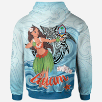 Guam Zip Hoodie Polynesian Girls With Shark - Polynesian Pride