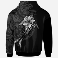 Yap State Hoodie Fish With Plumeria Flowers Style - Polynesian Pride