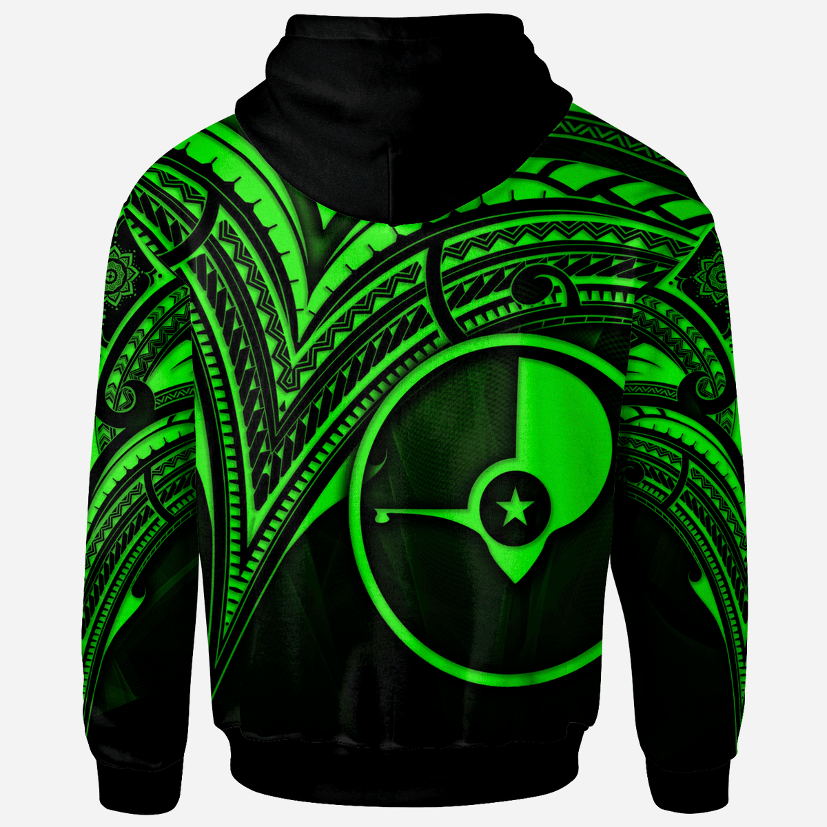 Yap State Zip Hoodie Green Color Cross Style - Polynesian Pride