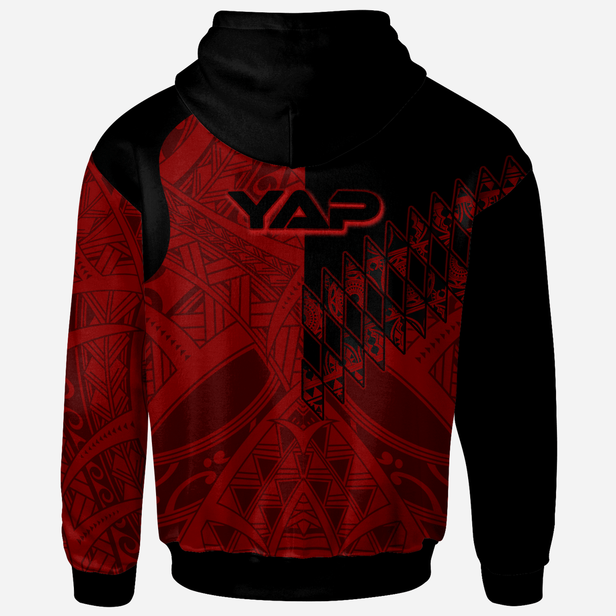 Yap Zip Hoodie Red Color Symmetry Style - Polynesian Pride