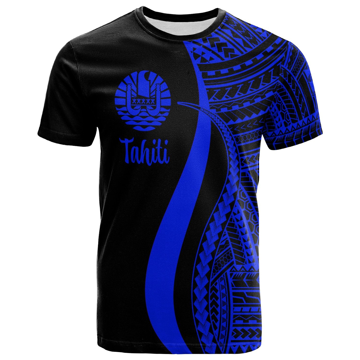 Tahiti T Shirt Blue Polynesian Tentacle Tribal Pattern Unisex Blue - Polynesian Pride