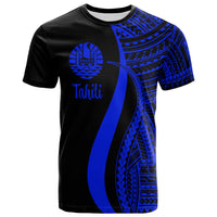 Tahiti T Shirt Blue Polynesian Tentacle Tribal Pattern Unisex Blue - Polynesian Pride