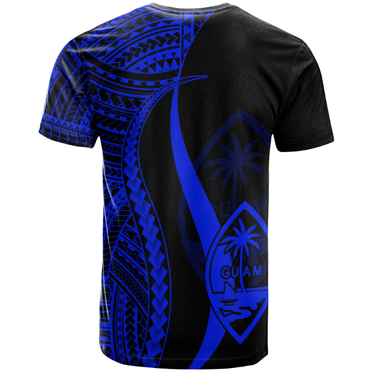Guam T Shirt Blue Polynesian Tentacle Tribal Pattern - Polynesian Pride