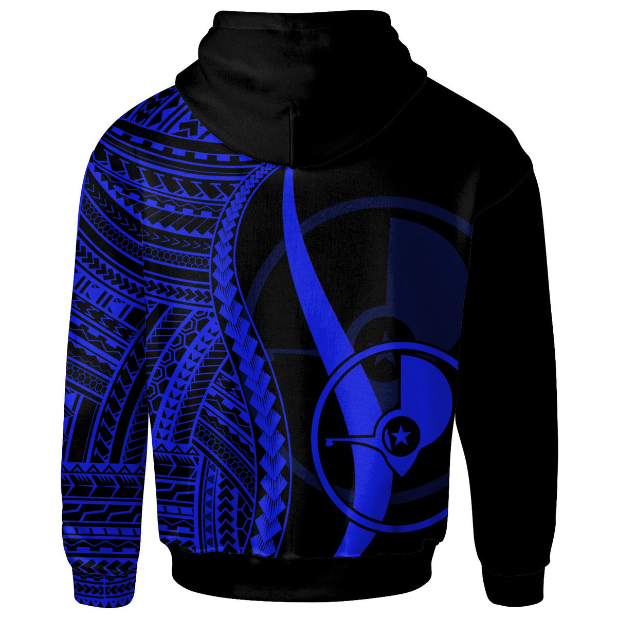 Yap Custom Hoodie Blue Tentacle Tribal Pattern - Polynesian Pride