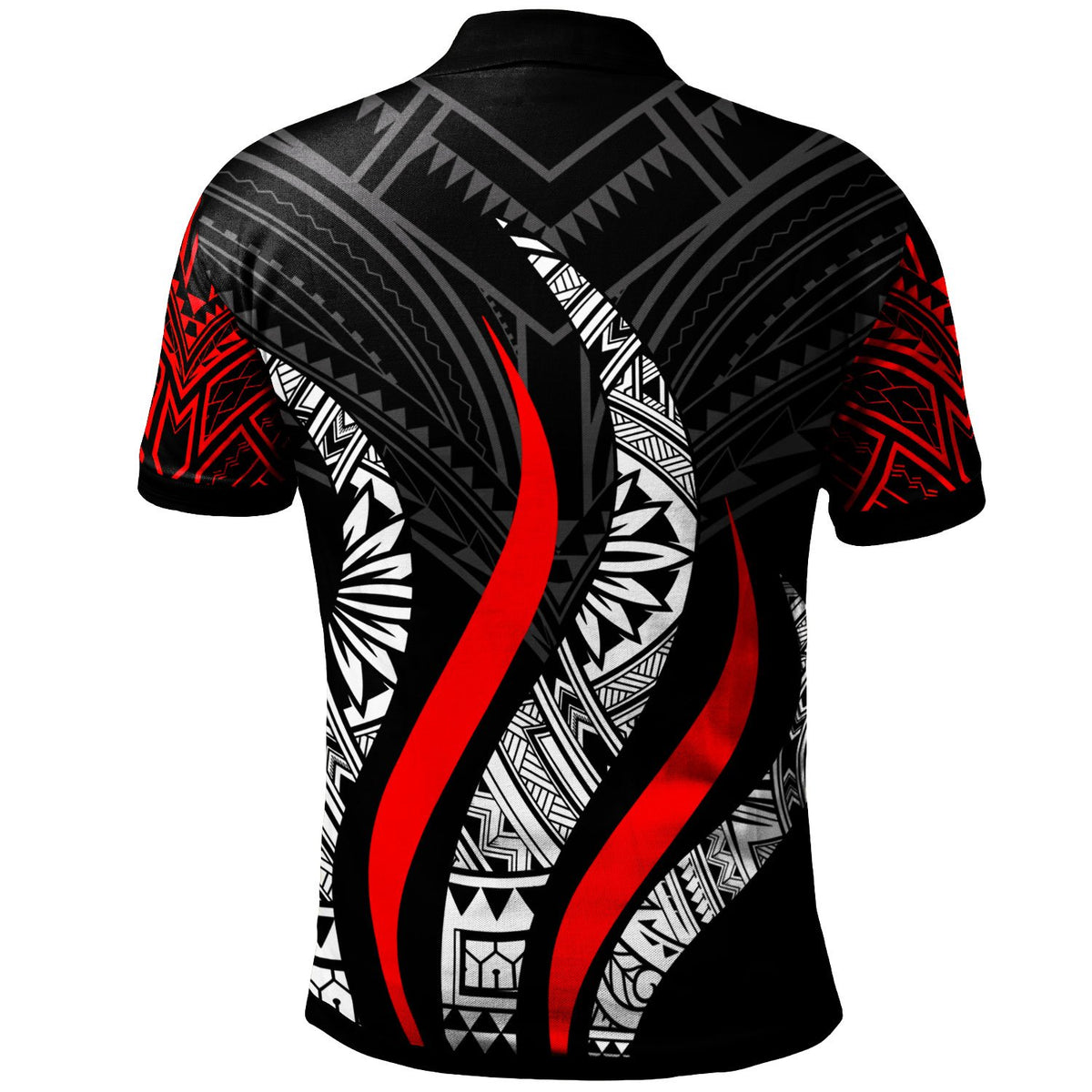 Pohnpei Polo Shirt Pohnpei Strong Fire Pattern Red - Polynesian Pride