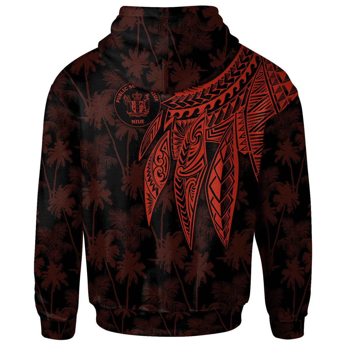 Niue Custom Hoodie Polynesian Wings (Red) - Polynesian Pride
