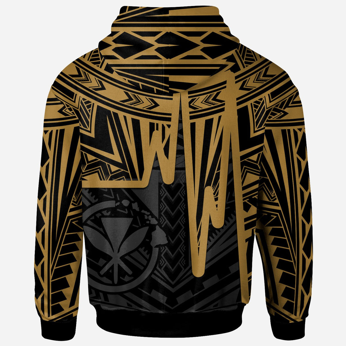 Hawaii Custom Hoodie Kanaka Maoli With Polynesian Pattern In Heartbeat Style (Gold) - Polynesian Pride