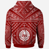 Tahiti Zip up Hoodie Tahiti Seal In Polynesian Tattoo Style (Red) - Polynesian Pride