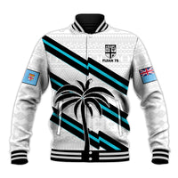 Fiji Rugby Tapa Pattern Fijian 7s White Baseball Jacket LT14 Unisex White - Polynesian Pride