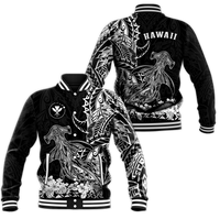 Hawaii Polynesian Baseball Jacket Wild Hammerhead Sharks LT13 Unisex Black - Polynesian Pride