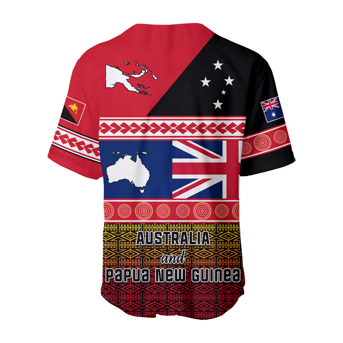 Papua New Guinea and Australia Baseball Jersey Polynesian PNG and AUS LT13 - Polynesian Pride