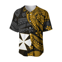 Wallis and Futuna Baseball Jersey Enjoy Polynesian Flowers Version Gold LT13 - Polynesian Pride