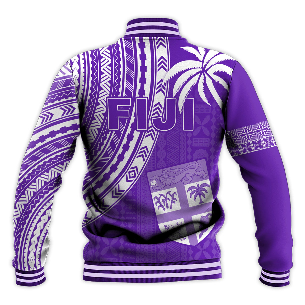 Fiji Rugby Sevens Baseball Jacket Fijian 7s Tapa Polynesian Purple LT13 - Polynesian Pride