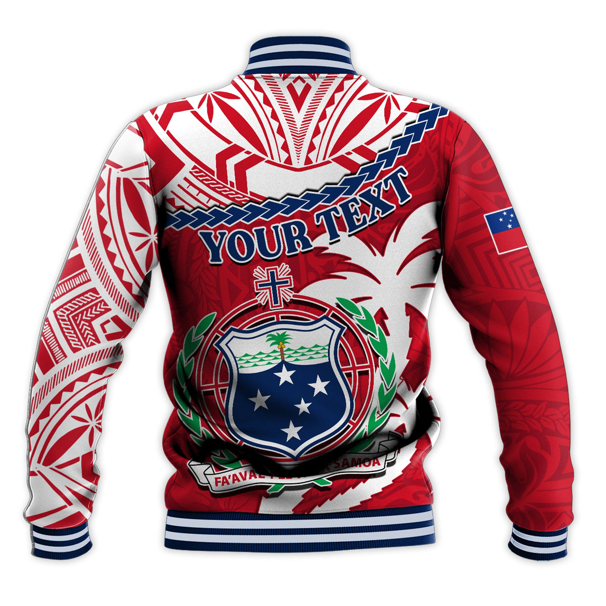 (Custom Personalised) Samoa Baseball Jacket Samoan Coat Of Arms With Coconut Red Style LT14 - Polynesian Pride