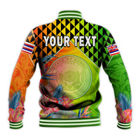 (Custom Personalised) Happy Hawaii Fathers Day Baseball Jacket Hawaiian Tribal Kanaka Maoli Hibiscus LT14 - Polynesian Pride