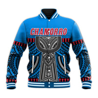 (Custom Personalised) Guam Chamorro Baseball Jacket Latte Stone Blue Polynesian Haligi LT13 - Polynesian Pride