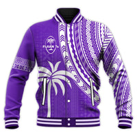 Fiji Rugby Sevens Baseball Jacket Fijian 7s Tapa Polynesian Purple LT13 Unisex Purple - Polynesian Pride