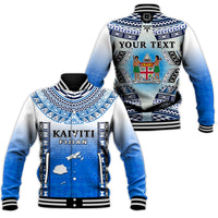 Custom Text And Number Fiji Baseball Jacket Kaiviti Fijian Special Tapa Pattern LT14 Unisex Blue - Polynesian Pride