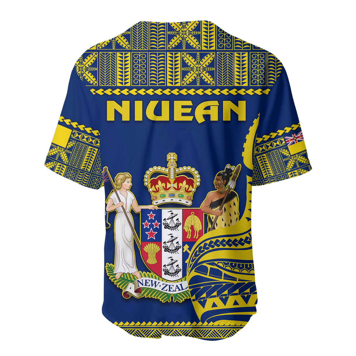 Niue Baseball Jersey Hiapo Mix Polynesian Happy Constitution Day LT14 - Polynesian Pride