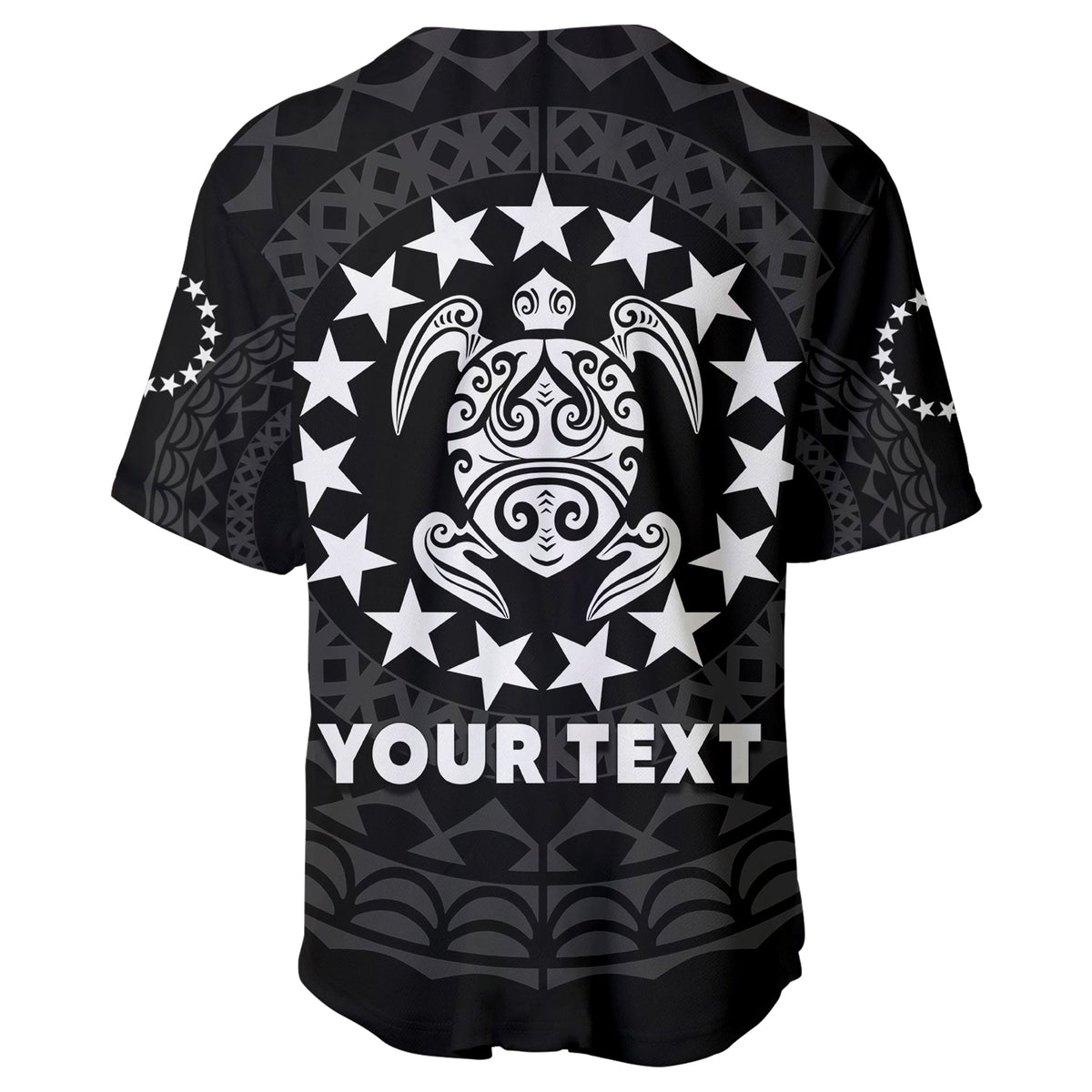 (Custom Personalised) Islands Baseball Jersey Circle Pattern Mix Sea Turtle Black Version LT14 - Polynesian Pride