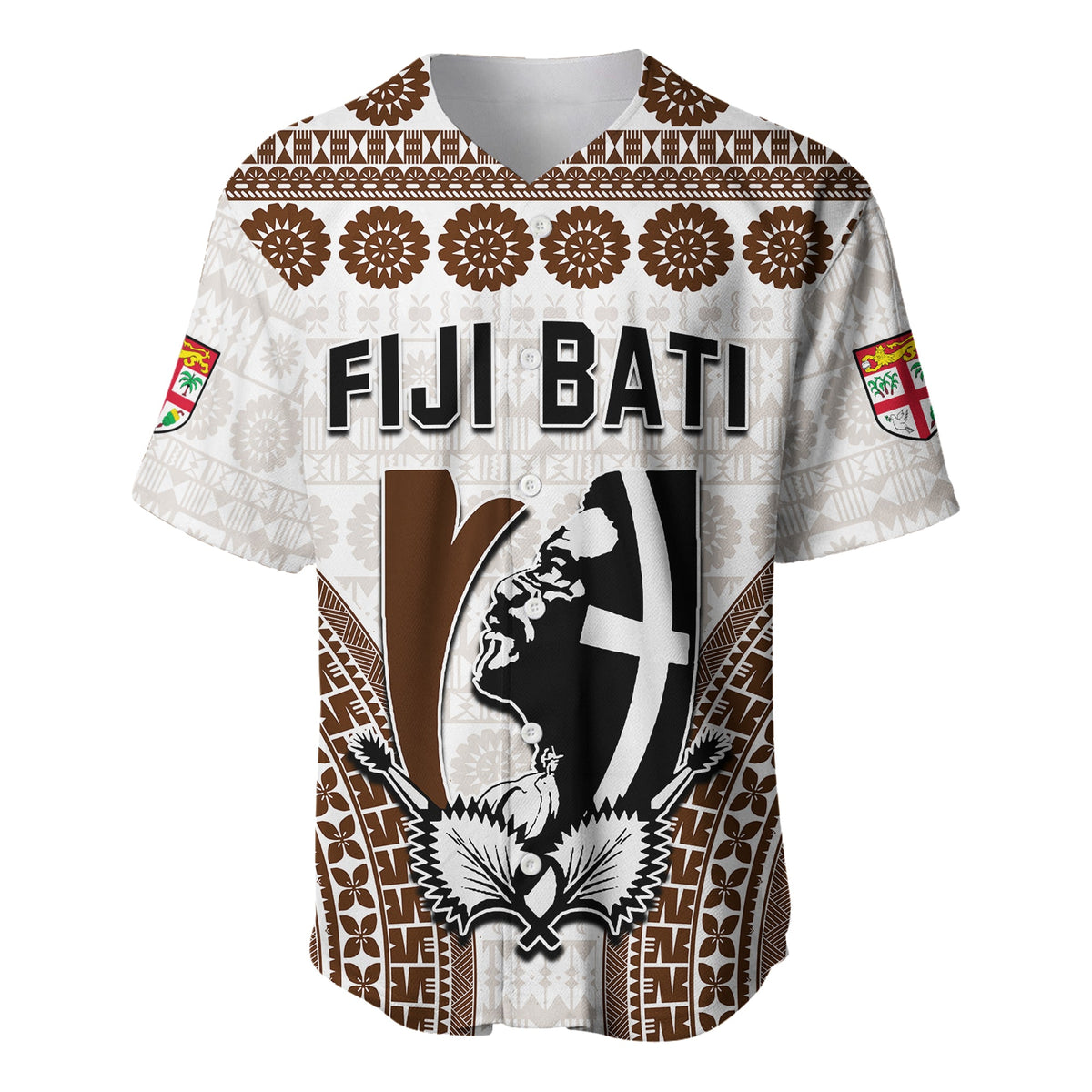Custom Text and Number Fiji Rugby Bati Baseball Jersey Proud Tapa Pattern LT13 - Polynesian Pride