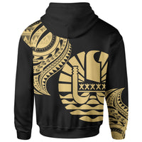 Tahiti Zip Hoodie Tahiti Tatau Gold Patterns - Polynesian Pride