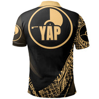 Yap State Polo Shirt Gold Polynesian Patterns Sport Style - Polynesian Pride