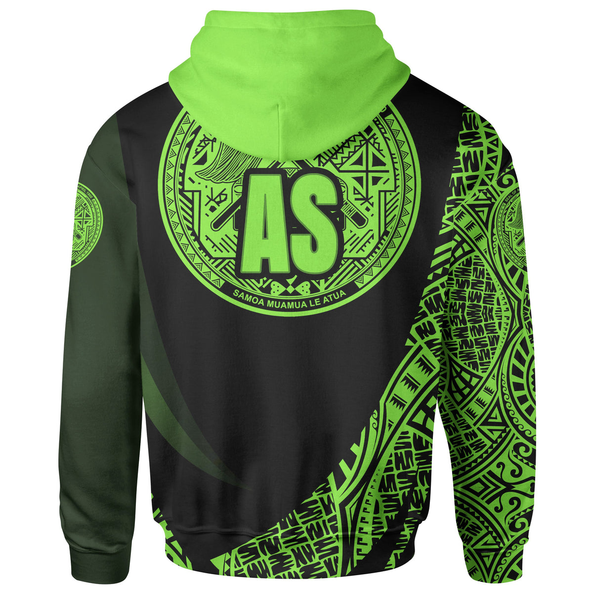 American Samoa Zip Hoodie Green Polynesian Patterns Sport Style - Polynesian Pride
