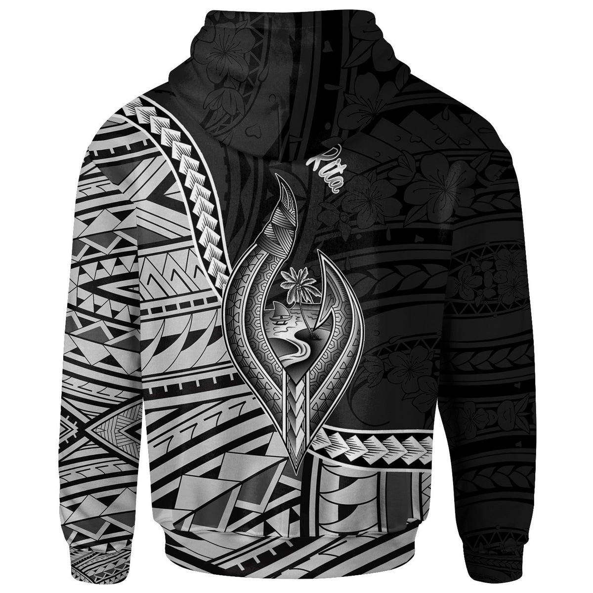 Guam Zip Hoodie Santa Rita Seal of Guam Polynesian Patterns - Polynesian Pride