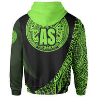 American Samoa Hoodie Green Polynesian Patterns Sport Style - Polynesian Pride
