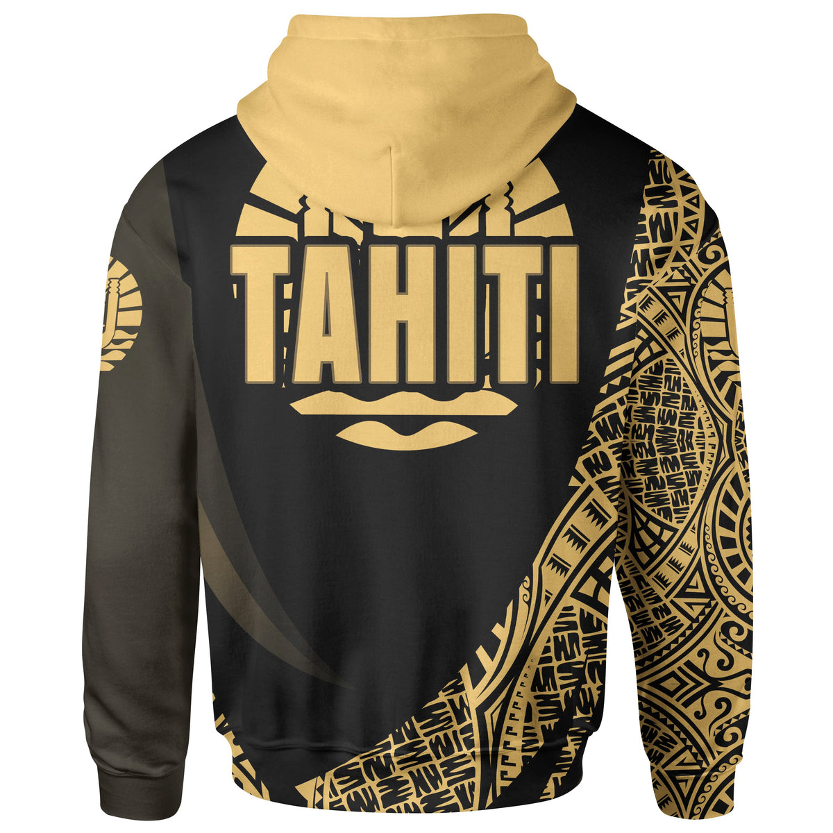 Tahiti Zip Hoodie Gold Polynesian Patterns Sport Style - Polynesian Pride