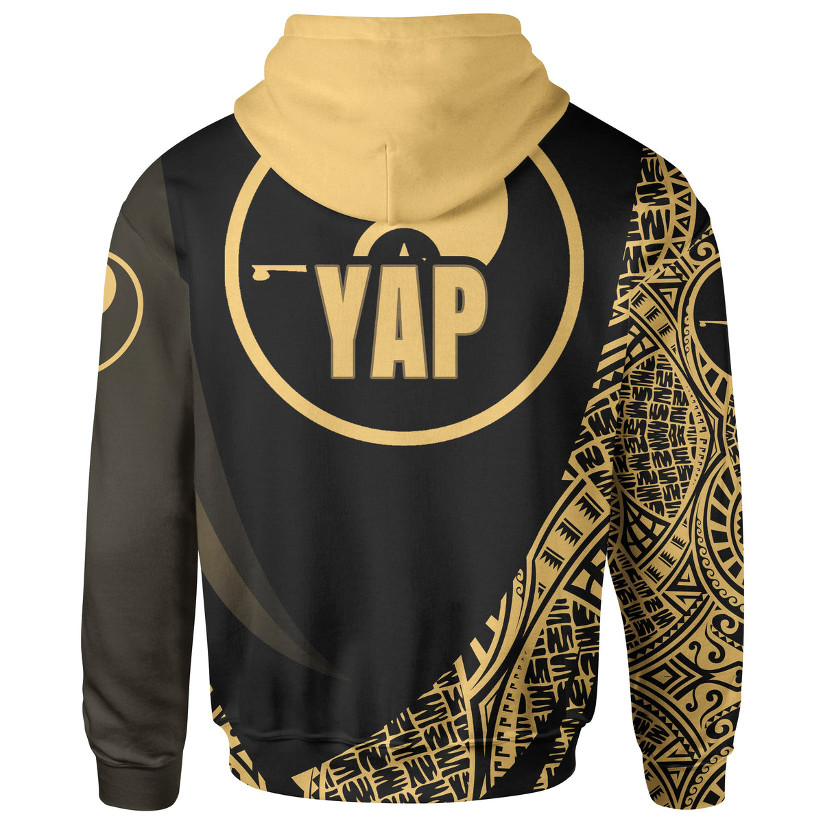 Yap State Zip Hoodie Gold Polynesian Patterns Sport Style - Polynesian Pride