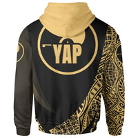 Yap State Zip Hoodie Gold Polynesian Patterns Sport Style - Polynesian Pride
