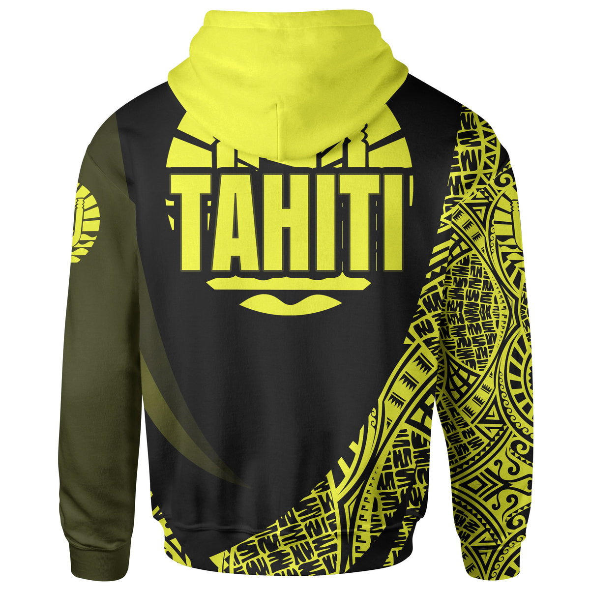Tahiti Zip Hoodie Yellow Polynesian Patterns Sport Style - Polynesian Pride