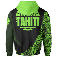 Tahiti Zip Hoodie Green Polynesian Patterns Sport Style - Polynesian Pride