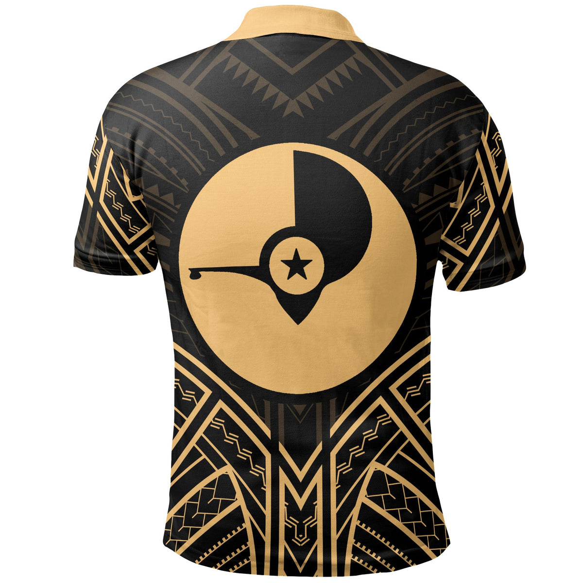 Yap State Polo Shirt Yap State Seal Gold Tribal Patterns - Polynesian Pride
