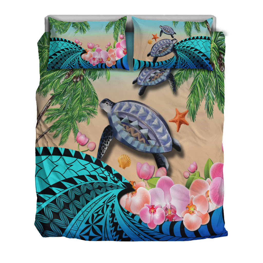 Polynesian Turtle Coconut Tree And Orchids Bedding Set LT14 - Polynesian Pride