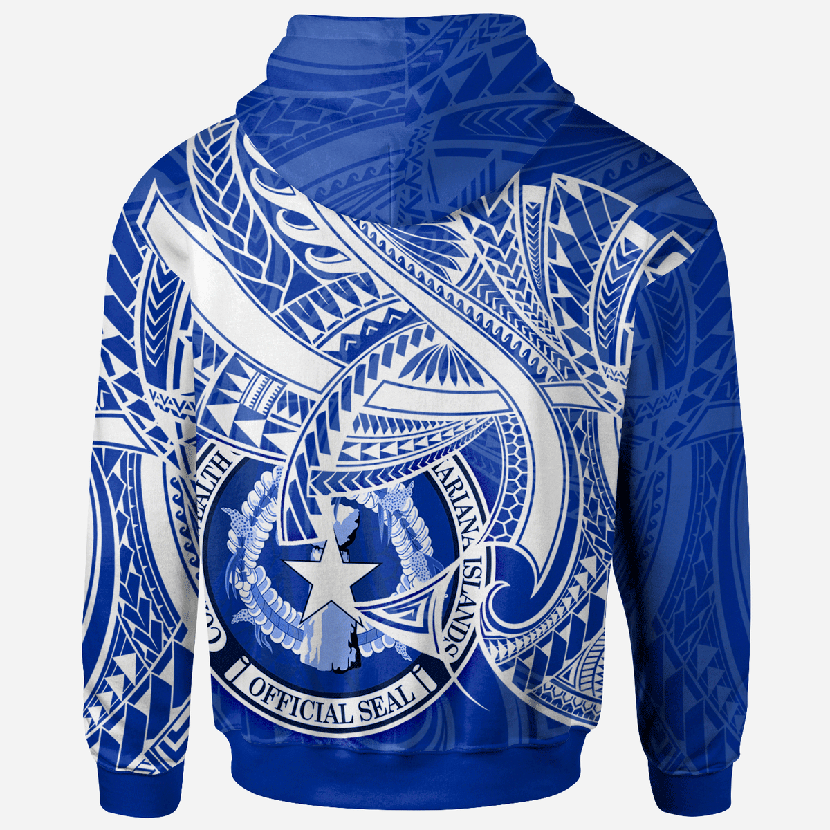 Northern Mariana Islands Hoodie Seal CNMI With Curve Patterns - Polynesian Pride