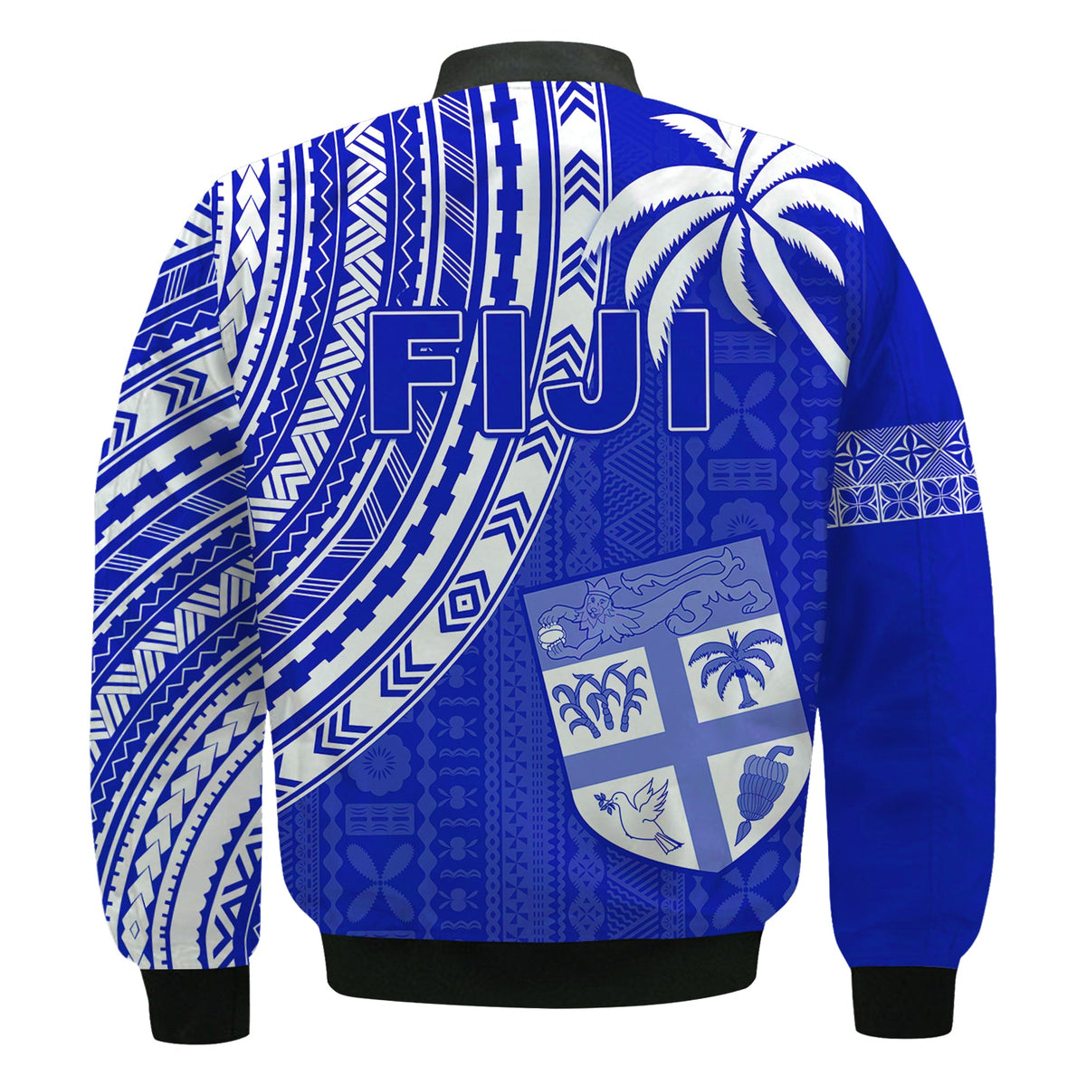 Fiji Rugby Sevens Bomber Jacket Fijian 7s Tapa Polynesian Blue Ver.02 LT13 - Polynesian Pride