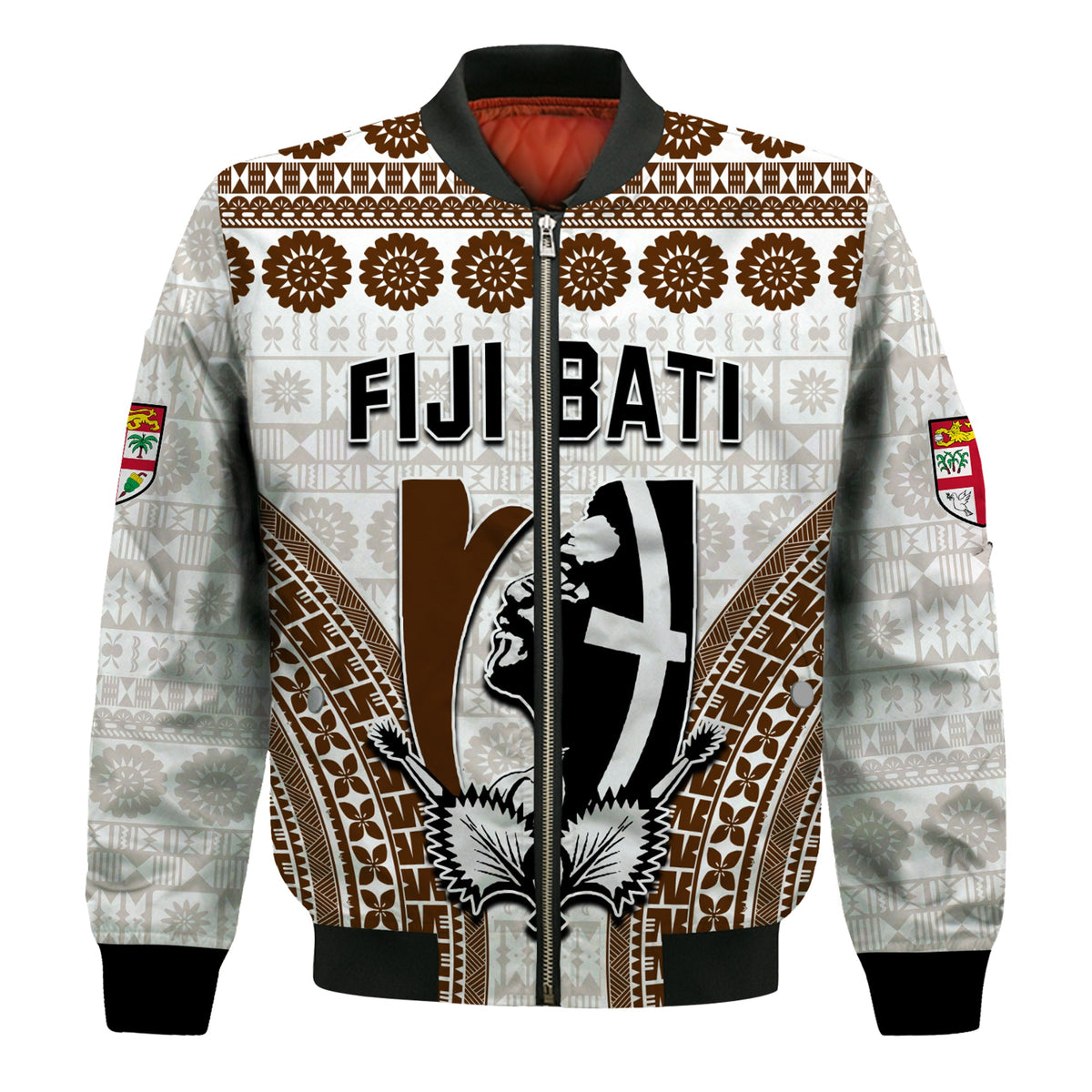 Custom Text and Number Fiji Rugby Bati Bomber Jacket Proud Tapa Pattern LT13 - Polynesian Pride