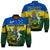 Solomon Islands Bomber Jacket Happy 44th Independence Anniversary Polynesian Pattern LT14 Unisex Blue - Polynesian Pride