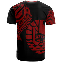 Tahiti T Shirt Tahiti Tatau Red Patterns With Coat of Arms - Polynesian Pride