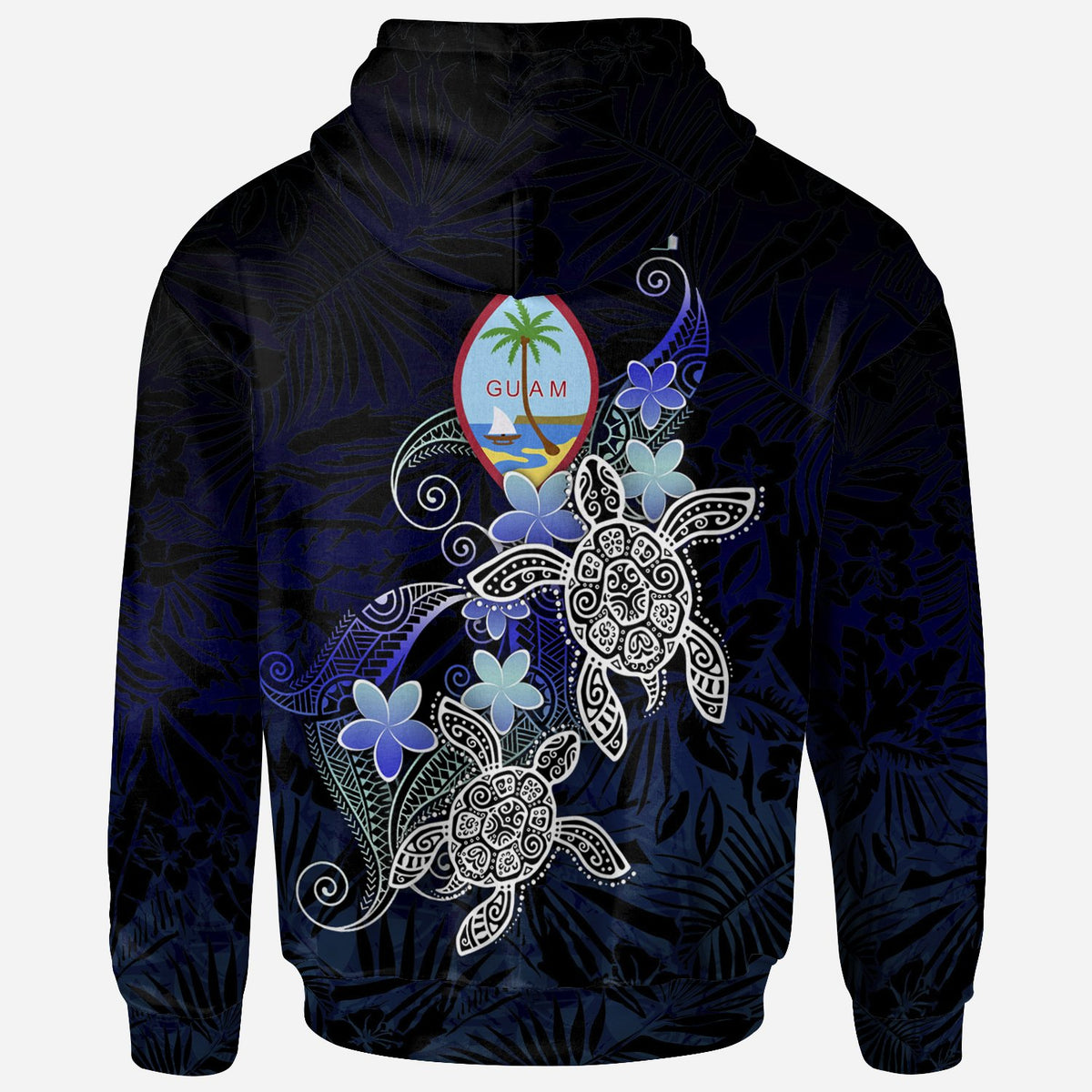 Guam Polynesian Zip up Hoodie Blue Turtle Couple - Polynesian Pride