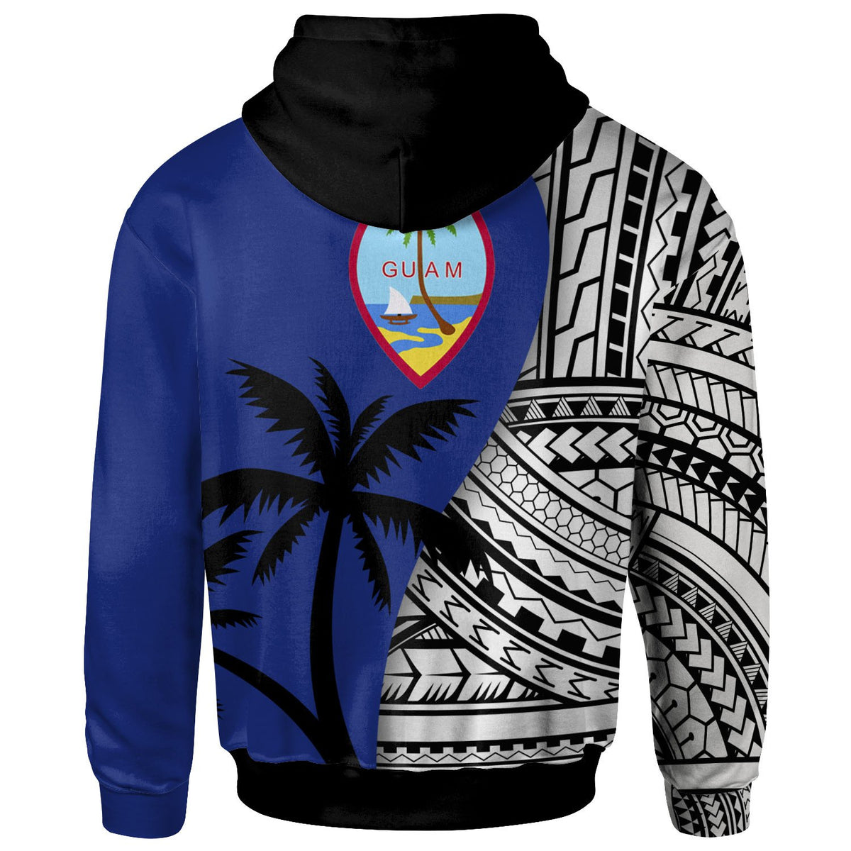 Guam Zip up Hoodie Coat of Arm and Polynesian Patterns - Polynesian Pride