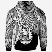 Tahiti Polynesian Zip up Hoodie Tribal Wave Tattoo White - Polynesian Pride