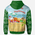 Mele Kalikimaka Hoodie Santa Claus and Reindeer On The Beach Green Color - Polynesian Pride