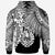 Tahiti Polynesian Custom Zip up Hoodie Tribal Wave Tattoo White - Polynesian Pride
