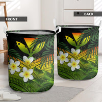 Kanaka Maoli (Hawaiian) Laundry Basket, Polynesian Plumeria Banana Leaves Reggae - Polynesian Pride